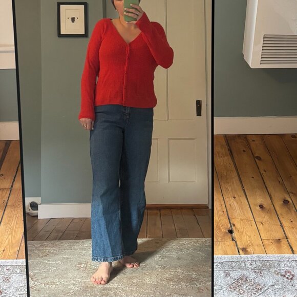 Sézane Jeans Le Crop Denim Blue Wide Leg Jeans Size 6 - Picture 6 of 8